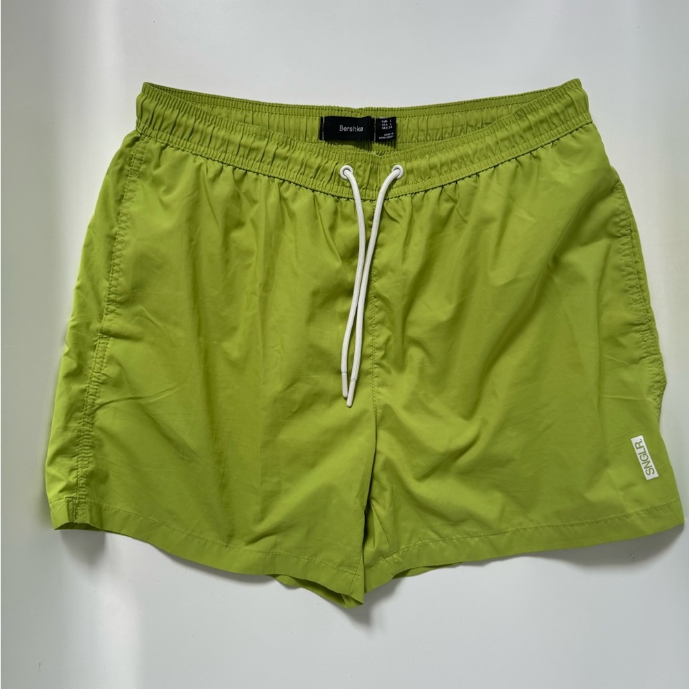 Bershka Men's Lime Swim Trunks